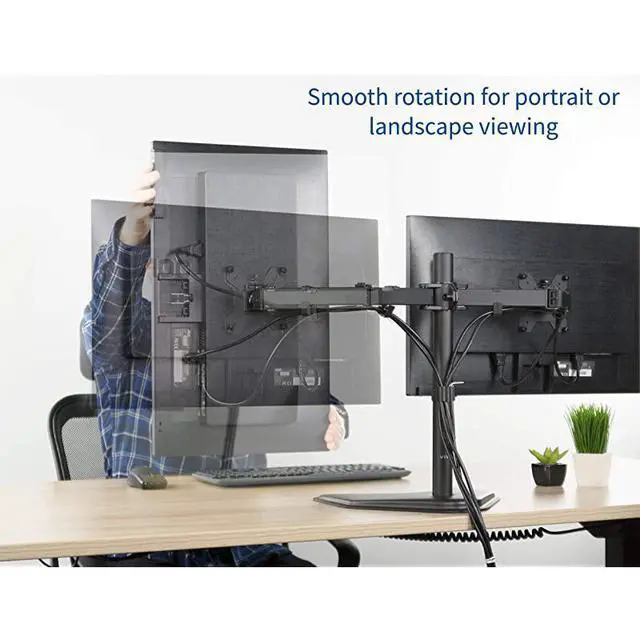 Alt view image 6 of 7 - forDual LED LCD Monitor FreeStanding Desk Stand for 2 Screens up to 27 inches HeavyDuty Fully Adjustable Arms with Max VESA 100x100mm STANDV002F