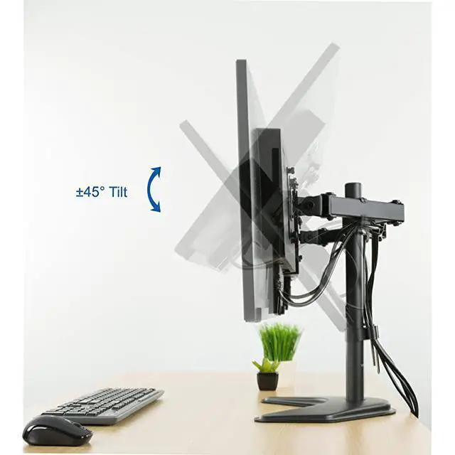 Alt view image 7 of 7 - forDual LED LCD Monitor FreeStanding Desk Stand for 2 Screens up to 27 inches HeavyDuty Fully Adjustable Arms with Max VESA 100x100mm STANDV002F