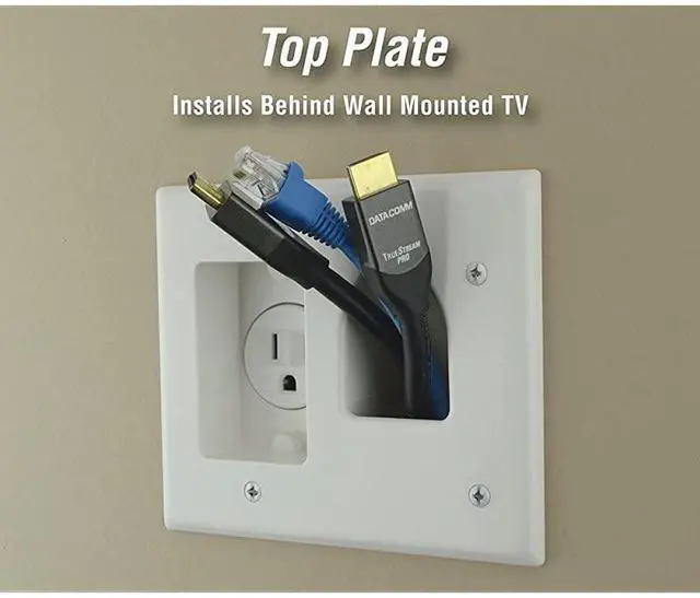 Alt view image 2 of 7 - Electronics 50-3321-WH-KIT Flat Panel TV Cable Organizer Remodeling Kit with Power Outlet - White