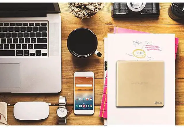 Alt view image 3 of 3 - Electronics 8X USB 20 Super Multi Ultra Slim Portable DVD+RW External Drive with MDISC Support Retail Gold GP65NG60