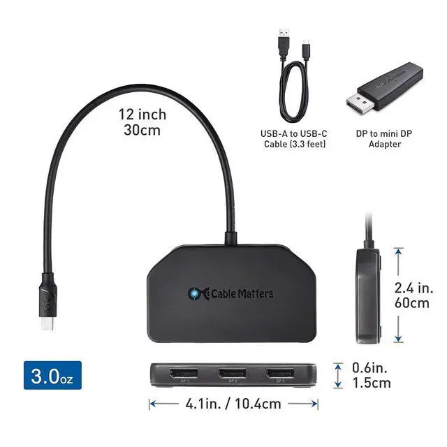 Alt view image 7 of 7 - FOR-Triple 4K DisplayPort Splitter (Triple Monitor Mini DisplayPort Hub) to 3-Port DisplayPort 1.4 Enabled for 8K and 4K 120Hz HDR for Windows Only NOT Compatible with macOS