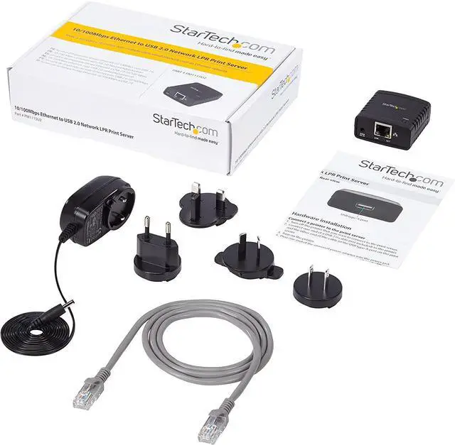 Alt view image 6 of 7 - FOR-com 10/100Mbps Ethernet to USB 2.0 Network Print Server - Windows 10 - LPR - LAN USB Print Server Adapter (PM1115U2),Black