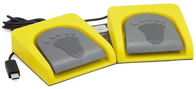 Main image of USB Double 2 Foot Switch Control Pedal Video Game Customized PC Keyboard Multimedia Key Free Drive HID for Push to Talk Yellow