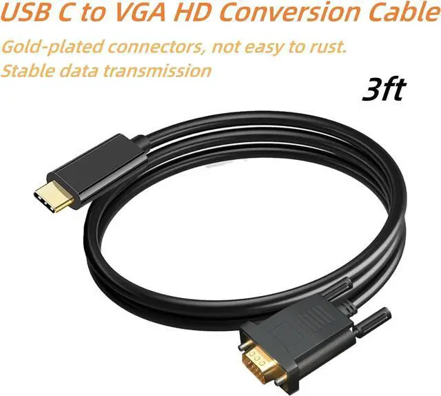 Alt view image 4 of 4 - USB C to VGA Cable 3ft VGA to USB C Cable for Monitor Type-C to VGA Cable USB C to VGA Cable Compatible with MacBook Pro/Air iPad Pro Phone Laptop Projector