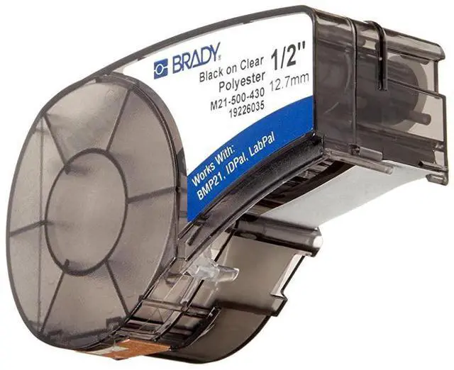 Main image of for Authentic M21500430 Clear Harsh Environment Polyester Label for Laboratory Asset Tracking and Datacom Labeling Black on Clear material Designed for BMP21PLUS and BMP21LAB Label Printers