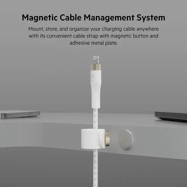 Alt view image 6 of 6 - BoostCharge Pro Flex Braided USB Type C to Lightning Cable (2M/6.6ft) MFi Certified 20W Fast Charging PD Power Delivery for iPhone 13 12 11 Pro Max Mini SE iPad and More - White