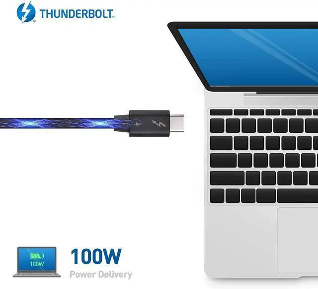 Alt view image 6 of 7 - [Intel Certified] 40Gbps USB4 Thunderbolt 4 Cable 3.3ft with 8K Video and 100W Charging - 1m - Backwards Compatible with Thunderbolt 3 Cable and USB-C