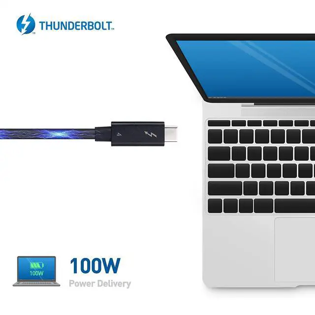 Alt view image 6 of 7 - [Intel Certified] Pro-trade 40Gbps Active Thunderbolt 4 Cable 6.6 ft with 100W Charging and 8K Video - Fully Compatible with USB C/USB-C, USB 4 / USB4, and Thunderbolt 3