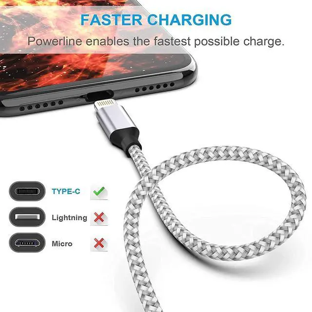 Alt view image 4 of 7 - [Apple MFi Certified] 6Pack 3/3/6/6/6/10 FT iPhone Charger Nylon Braided Fast Charging Lightning Cable Compatible iPhone 14 Pro 13 mini 12 11 Pro XS