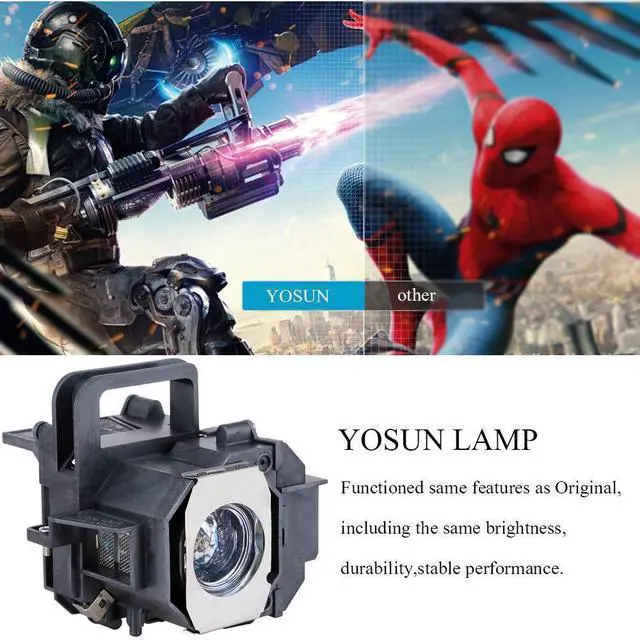 Alt view image 3 of 7 - FOR YOSUN Replacement Lamp Bulb for Epson Elplp49 PowerLite Home Cinema 8350 8345 8500UB 8700UB 8100 6100 6500UB 7100 7500UB V13h010l49 Replacement Projector Lamp with Housing