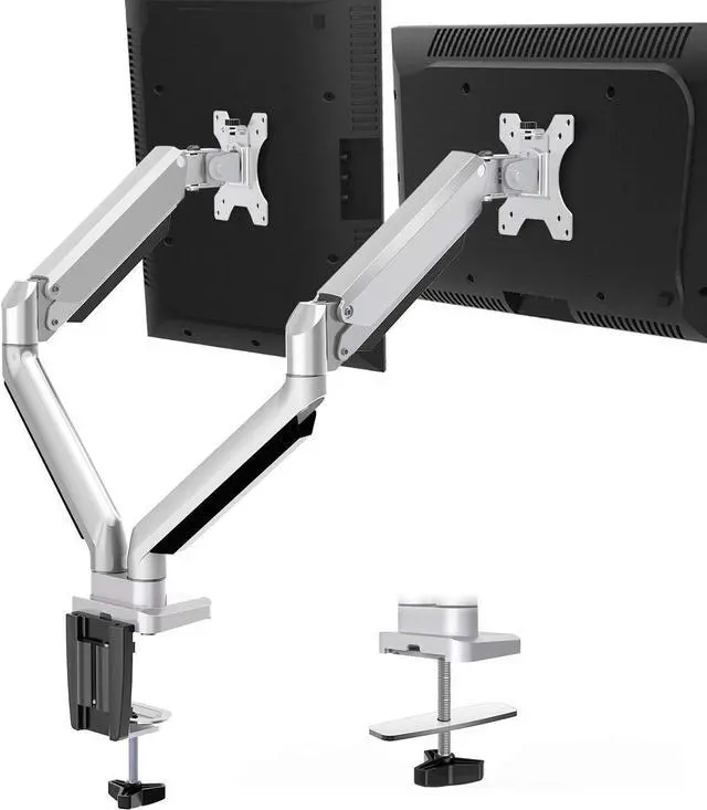 Main image of FOR Dual Monitor Desk Mount Die-Cast Aluminum Fully Adjustable Double Monitor Arm with Gas Spring Computer Monitor Stand Fits 2 Screen 17 to 32 inch - Each Arm Holds up to 17.6LBS MU0024