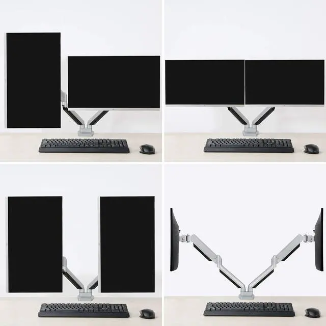 Alt view image 5 of 7 - FOR Dual Monitor Desk Mount Die-Cast Aluminum Fully Adjustable Double Monitor Arm with Gas Spring Computer Monitor Stand Fits 2 Screen 17 to 32 inch - Each Arm Holds up to 17.6LBS MU0024