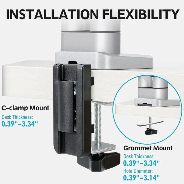 Alt view image 6 of 7 - FOR Dual Monitor Desk Mount Die-Cast Aluminum Fully Adjustable Double Monitor Arm with Gas Spring Computer Monitor Stand Fits 2 Screen 17 to 32 inch - Each Arm Holds up to 17.6LBS MU0024