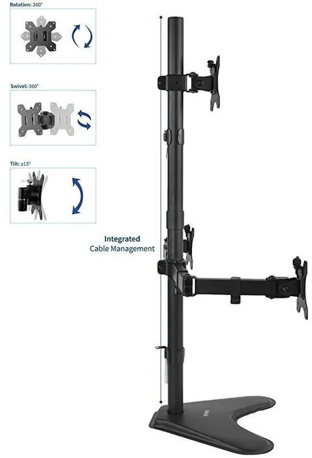 Alt view image 3 of 7 - FOR Triple LCD LED Computer Monitor Desk Stand, Free Standing Heavy Duty Fully Adjustable Mount for 3 Screens up to 30 inches STAND-V003E