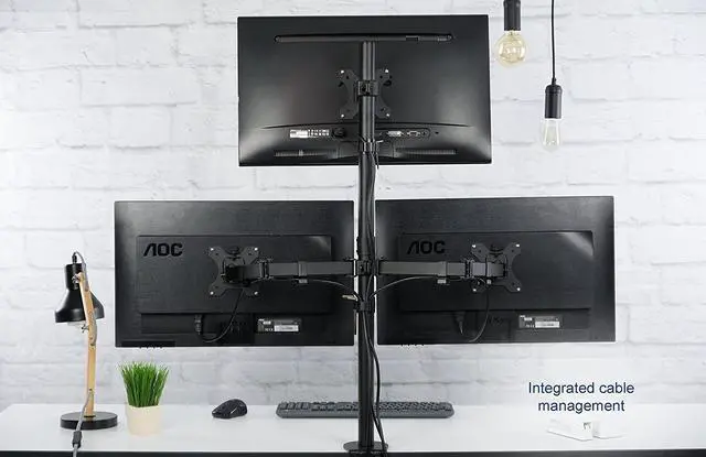 Alt view image 3 of 5 - Triple LCD Monitor Desk Mount Stand Heavy Duty and Fully Adjustable | 3 Screens up to 30 inches