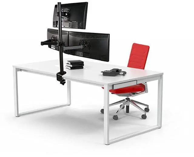 Alt view image 2 of 5 - FOR-Triple LCD Monitor Desk Mount Fully Adjustable Stand Fits 3 Screens up to 27 inch 22 lbs Weight Capacity per Arm M003 Black