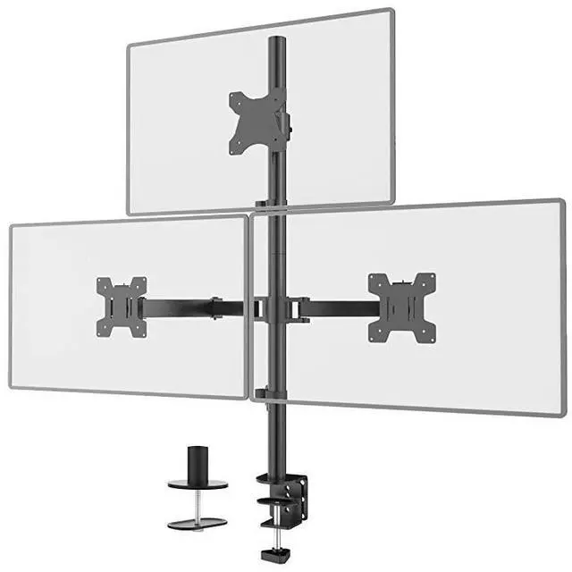 Main image of FOR-Triple LCD Monitor Desk Mount Fully Adjustable Stand Fits 3 Screens up to 27 inch 22 lbs Weight Capacity per Arm M003 Black