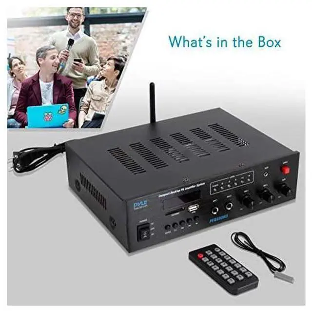 Alt view image 7 of 7 - FOR Wireless Bluetooth Karaoke Amplifier Home Car Bus Tours 300 Watts 2 Channel Digital Home Audio PA Receiver System 2 Microphone Input Control FM Radio USB12 Volt Power Option  PFA600BU