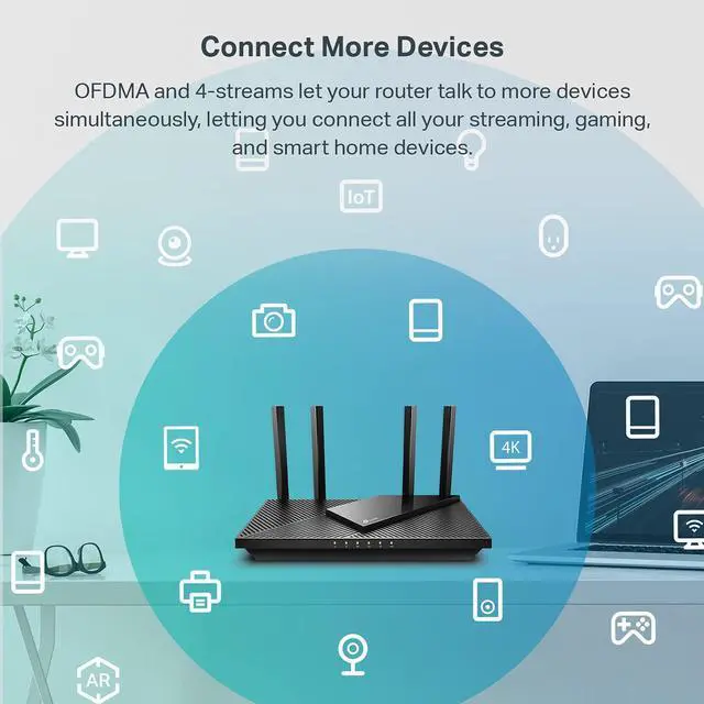 Alt view image 3 of 6 - FOR-Xiaogan WiFi 6 AX3000 Smart WiFi Router  802.11ax Wireless Router, Gigabit Internet Router, Dual Band, OFDMA, MU-MIMO, OneMesh Compatible (Archer AX55)