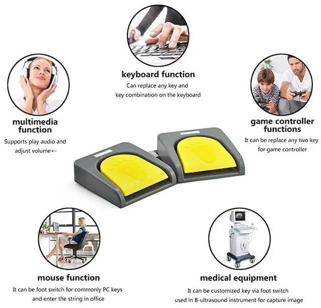 Alt view image 4 of 7 - FOR-USB Double 2 Foot Switch Control Pedal Video Game Customized PC Keyboard Multimedia Key Free Drive HID