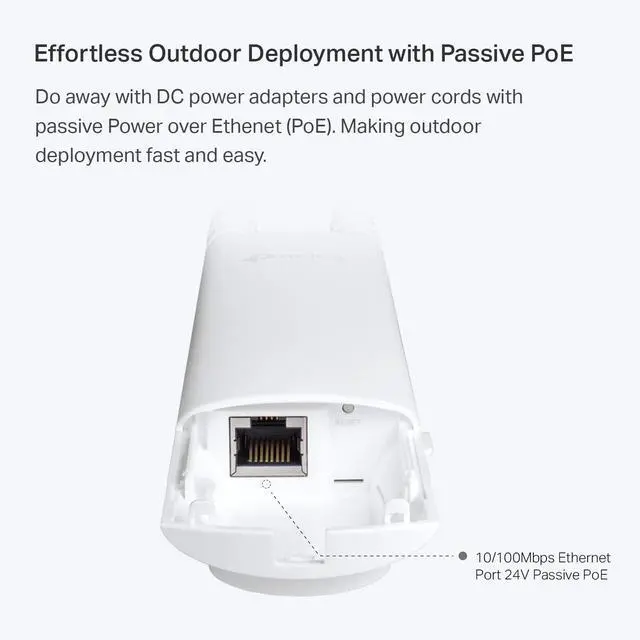 Alt view image 5 of 6 - FOR Xiaogan EAP110-Outdoor V3 | Omada N300 Wireless Outdoor Access Point | WiFi Coverage up to 200 meters| Passive PoE w/ Free PoE Injector | SDN Integrated | Cloud Access & Omada App | White