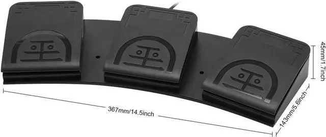 Alt view image 2 of 7 - FOR-Upgraded USB Triple Foot Pedal Switch Control 3 Three Key Footswitch Program Customized Computer Keyboard Mouse Game Action HID