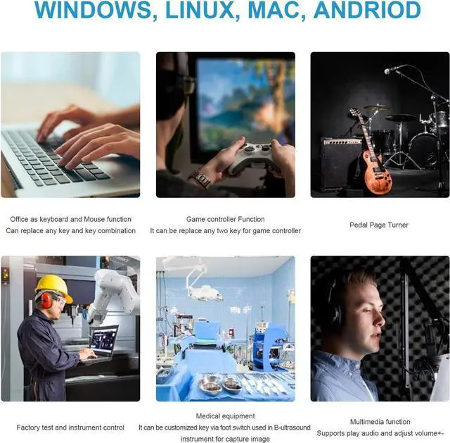 Alt view image 5 of 7 - FOR-Upgraded USB Triple Foot Pedal Switch Control 3 Three Key Footswitch Program Customized Computer Keyboard Mouse Game Action HID