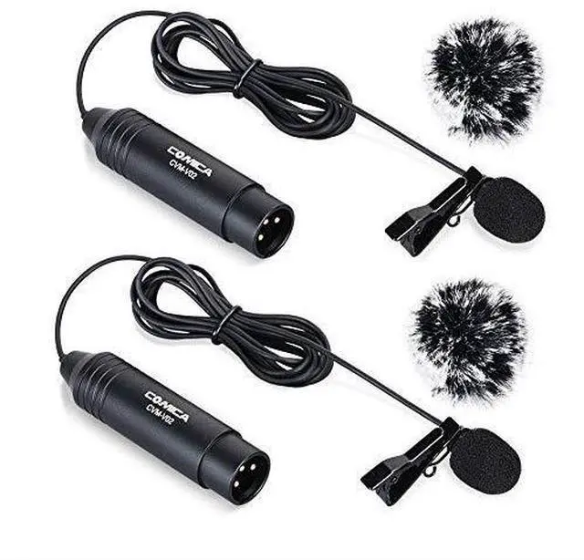 Main image of FOR XLR Microphone CVMV02O 2 Pack 59ft Phantom Power Omnidirectional Lavalier Lapel Microphone for Canon Sony Panasonic Camcorders ZOOM H4n H5 H6 Tascam DR40 DR60D DR70D DR100 Recorders