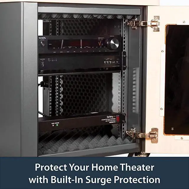 Alt view image 6 of 7 - FOR com 8 Outlet Horizontal 1U Rack Mount PDU Power Strip for Network Server Racks Surge Protection 120V15A with 6 Ft Power Cord RKPW081915 Black