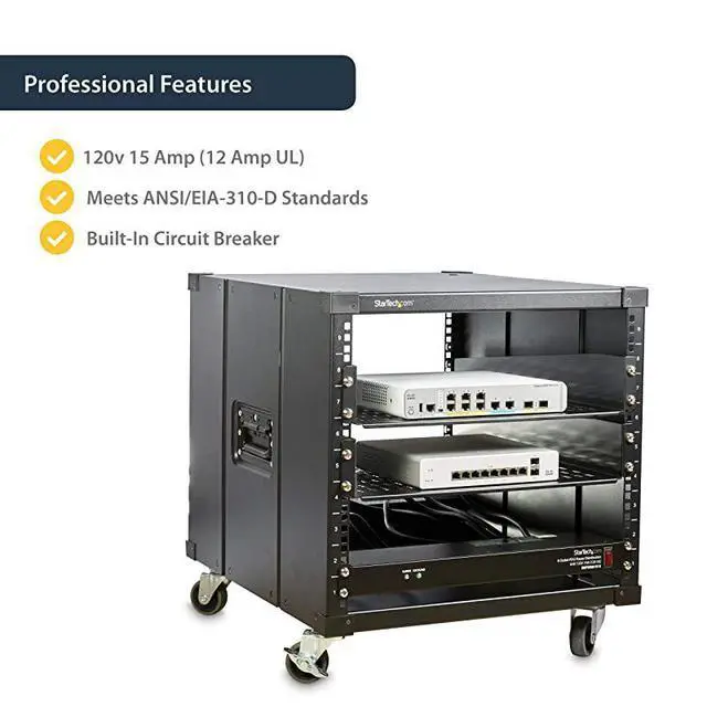 Alt view image 5 of 7 - FOR com 8 Outlet Horizontal 1U Rack Mount PDU Power Strip for Network Server Racks Surge Protection 120V15A with 6 Ft Power Cord RKPW081915 Black