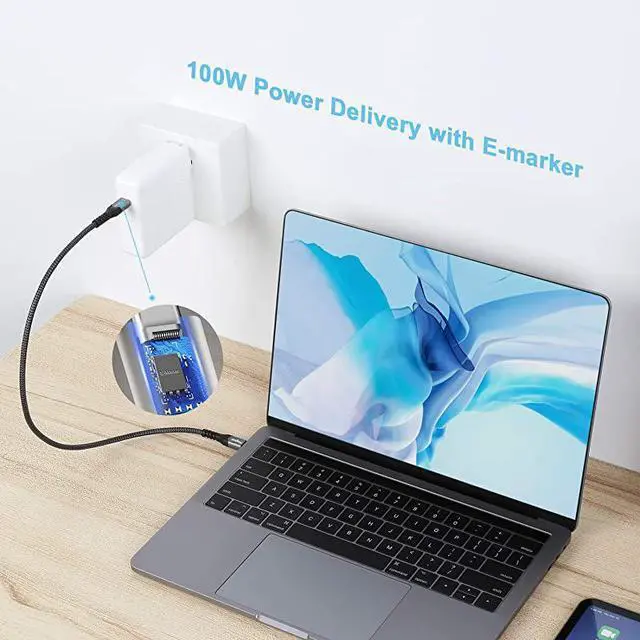 Alt view image 3 of 7 - USB C to USB C Cable 3ft 10Gbps USB 31 Gen 2 Cord 5A Fast Charger with 4K Video and 100W Power Delivery PD Thunderbolt Compatible for MacBookMatebookPixelbookiPadGalaxy Note 10 Black