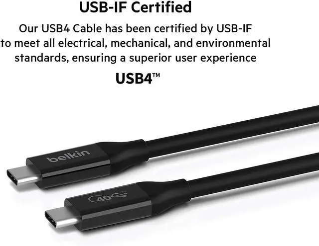 Alt view image 2 of 7 - FOR USB 4 Cable 2.6ft (0.8m) USB IF Certified with Power Delivery up to 100W 40 Gbps Data Transfer Speed and Backwards Compatible with Thunderbolt 3 USB 3.2 and More