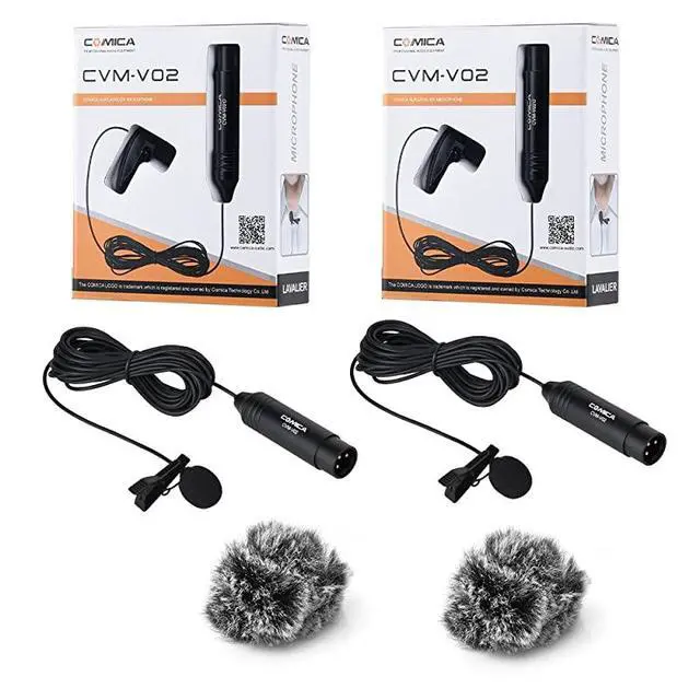 Alt view image 7 of 7 - FOR XLR Microphone CVMV02O 2 Pack 1476 fts Phantom Power OmniDirectional Lavalier Lapel Microphone for Canon Sony Panasonic Camcorders Zoom H4n H5 H6 Tascam DR40 DR60D DR70D DR100 Recorders
