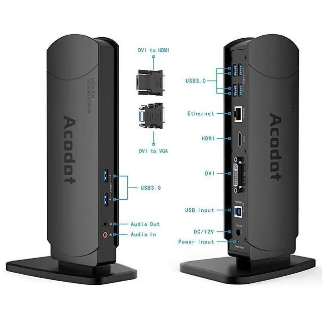 Alt view image 3 of 7 - FOR USB 30 Universal Laptop Docking Station Dual Monitor Dock Support Windows Equipped with Dual HDMI and DVIVGA Gigabit Ethernet Audio 6 USB Ports