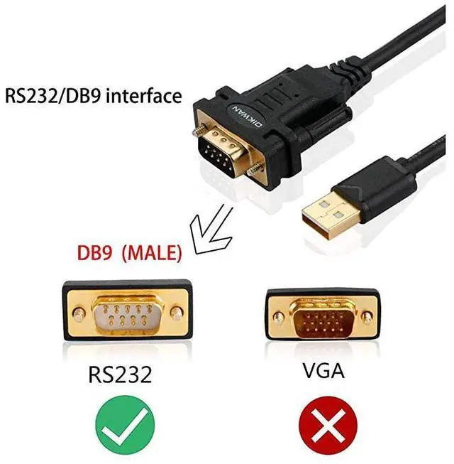 Alt view image 3 of 6 - USB to RS232  USB to Serial Adapter with FTDI ChipsetUSB 20 to Male DB9 Serial Cable for Windows 10 8 7 Vista XP 2000 Linux and Mac OS6ft