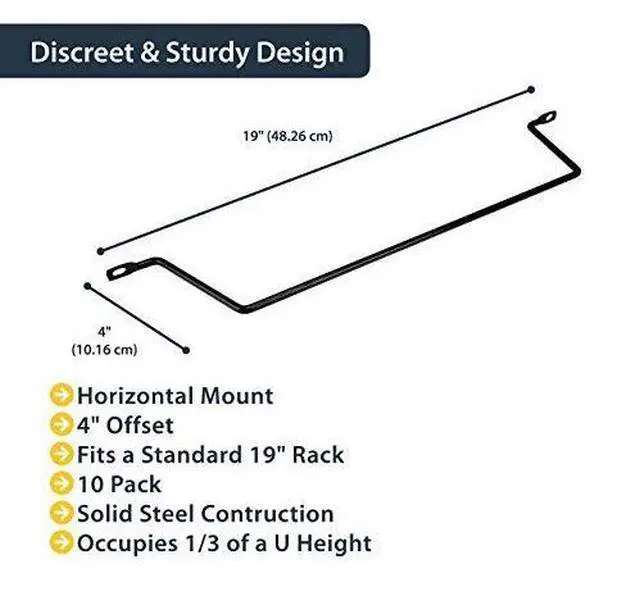 Alt view image 2 of 4 - com Horizontal Lacing Bar w 4 inch Offset at 75 Degrees Server Rack Cable Management 19 Network RackMount Cord Organizer 10pk CMLB104