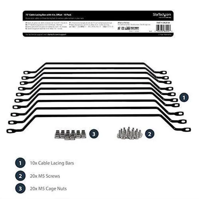 Alt view image 4 of 4 - com Horizontal Lacing Bar w 4 inch Offset at 75 Degrees Server Rack Cable Management 19 Network RackMount Cord Organizer 10pk CMLB104