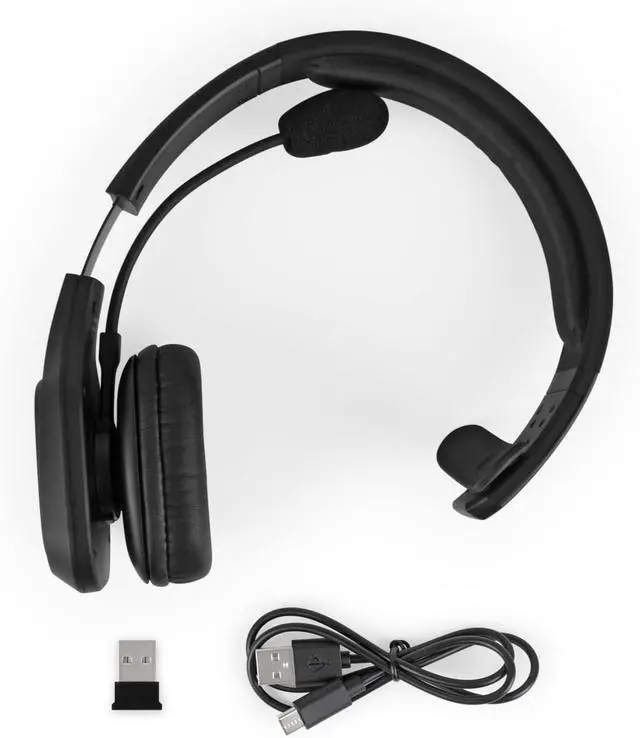 Alt view image 3 of 7 - FOR-Wireless Bluetooth 5.0 Headset with Noise Cancelling Boom Mic for Car Truck Driver Business School Home Office Cell Phones PC & MAC 34Hrs Talk Time (ABHM100F) Black