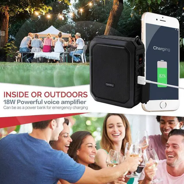 Alt view image 3 of 7 - FOR-Voice Amplifier with Wired Headset Mic 18W Portable Bluetooth Speaker Megaphone Waterproof IPX5 Loudspeaker Voice Recording Power Bank for Outdoor Activities Parties Teaching Meeting Training etc