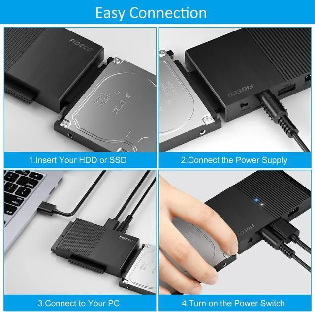 Alt view image 6 of 7 - FOR-USB 3.0 to SATA or IDE Adapter Hard Drive Adapter Cable Universal for 2.5/3.5 inch SATA HDD/SSD & IDE HDD with 12V Power Adapter