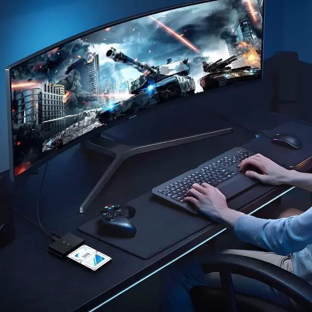 Alt view image 5 of 7 - FOR-USB 3.0 to SATA or IDE Adapter Hard Drive Adapter Cable Universal for 2.5/3.5 inch SATA HDD/SSD & IDE HDD with 12V Power Adapter