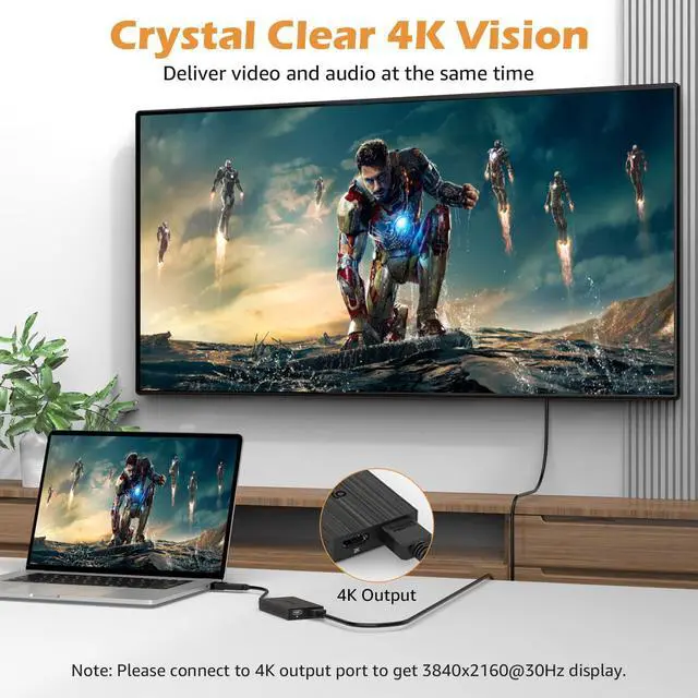 Alt view image 2 of 7 - FOR-USB 3.0 to HDMI for Dual Monitors USB C to HDMI Universal Video Graphics Adapter 4K@30Hz 1080p@60Hz Thunderbolt 3/4 for Windows 7/8/8.1/10/11 Mac OS 10.10x or Above Chrome OS Android