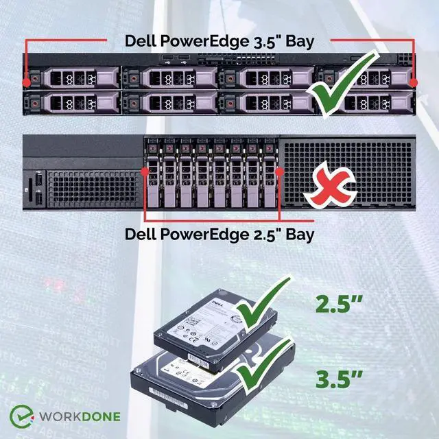 Alt view image 2 of 7 - FORWorkDone 3-Pack - 3.5 inch Hard Drive Caddy with 2.5 inch HDD Adapter - KG1CH Compatible for Listed Dell PowerEdge Servers - Manual - Sled Front Sticker Labels - Screwdriver - Added HDD Tray Screws