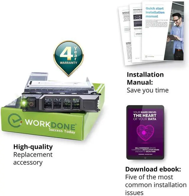 Alt view image 7 of 7 - FORWorkDone 3-Pack - 3.5 inch Hard Drive Caddy with 2.5 inch HDD Adapter - KG1CH Compatible for Listed Dell PowerEdge Servers - Manual - Sled Front Sticker Labels - Screwdriver - Added HDD Tray Screws