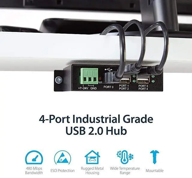 Alt view image 2 of 7 - FOR com 4Port Industrial USB 20 Hub with ESD Protection Mountable Multiport Hub ST4200USBM
