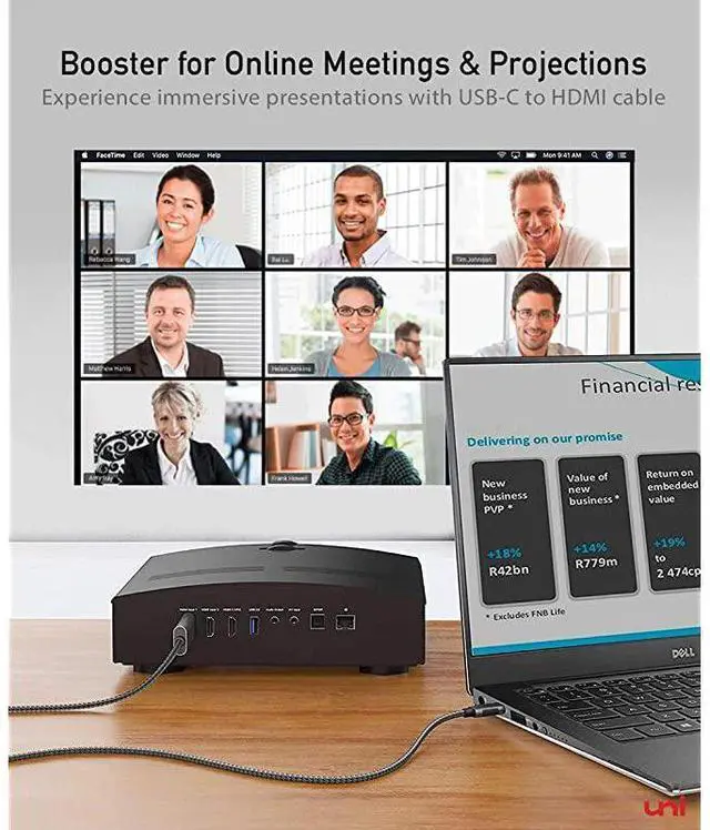 Alt view image 5 of 7 - FOR-USB C to HDMI Cable for Home Office 6ft (4K@60Hz),  USB Type C to HDMI Cable, Thunderbolt 3 Compatible with MacBook Pro 2020/2019, MacBook Air/iPad Pro 2020, Surface Book 2, Galaxy S20 and More