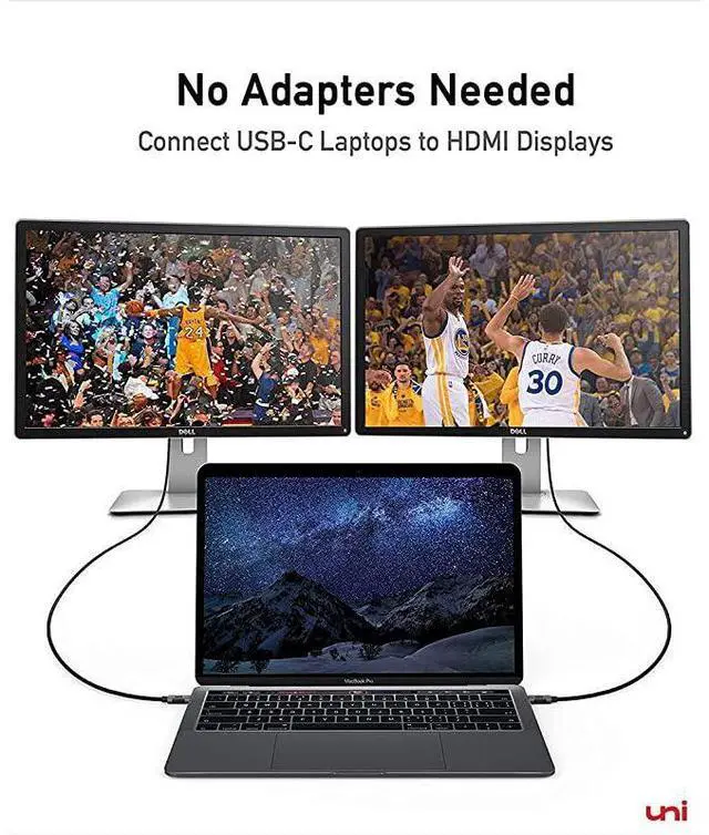 Alt view image 6 of 7 - FOR-USB C to HDMI Cable for Home Office 6ft (4K@60Hz),  USB Type C to HDMI Cable, Thunderbolt 3 Compatible with MacBook Pro 2020/2019, MacBook Air/iPad Pro 2020, Surface Book 2, Galaxy S20 and More