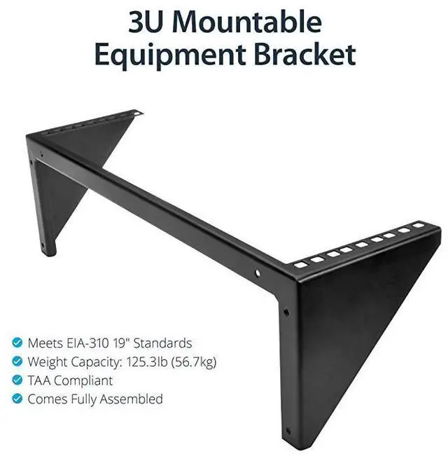 Alt view image 2 of 7 - FOR-com 3U Wall Mount Patch Panel Bracket 19 in Steel Vertical Patch Panel Mounting Rack for Networking Equipment RK319WALLV Black