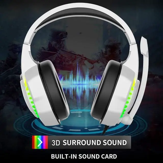 Alt view image 5 of 7 - FOR Wired Gaming Keyboard and Mouse Headset Combo Rainbow LED Backlit Wired Keyboard Over Ear Headphone with Mic Rainbow Backlit Gaming Mice Mouse Pad for PC Laptop Mac PS4 Xbox(White)