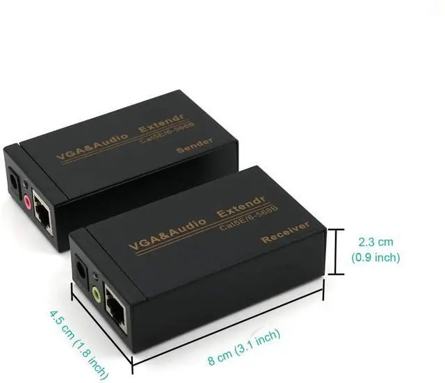Alt view image 2 of 7 - FOR-VKBAND VGA Extender Over Cat6 up to 328ft / 100M VGA Extension Adapter Over RJ45 Ethernet Cable (1 Transmitter + 1 Receiver)
